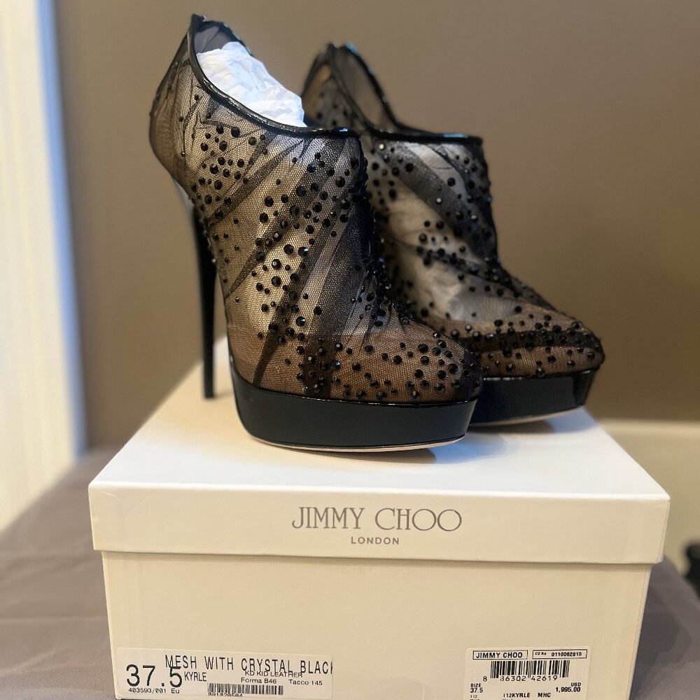 Jimmy Choo Kyrle Mesh with Crystal Black Size 37 1/2